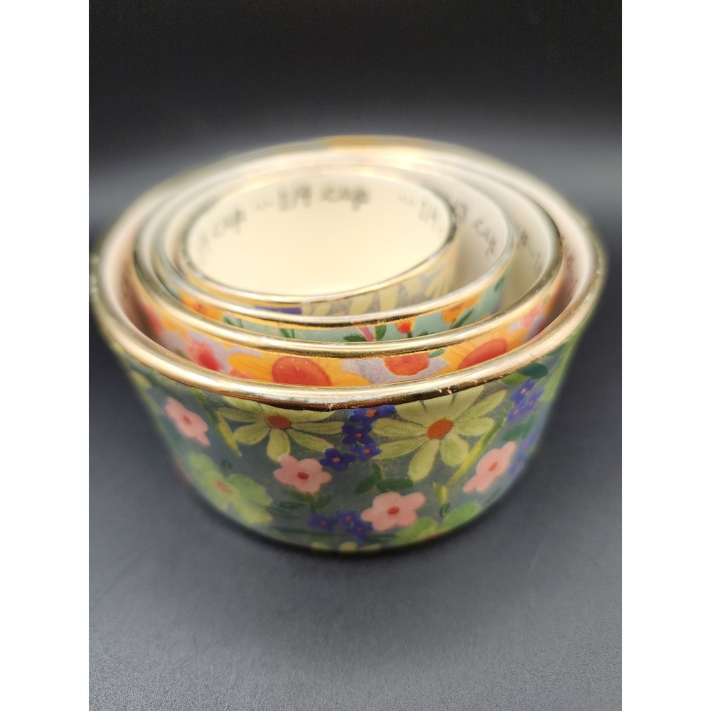 🌺Natural Life Ceramic Nesting Measuring Cups In A Multi-floral Design. Set of 4 - Picture 6 of 9
